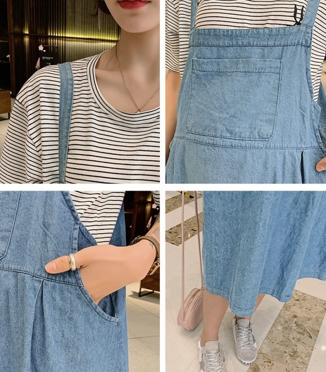マタニティ セットアップ ワンピース Tシャツ ひざ下丈 ミモレ丈 デニムワンピ ノースリーブ 半袖 五分袖 フリーサイズ マタニティウェア Epsi Rating Com