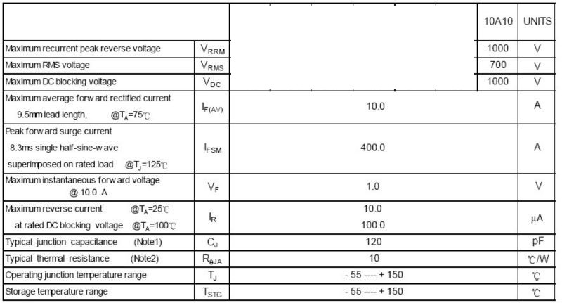  all-purpose integer diversion diode reverse . prevention diode 10A10 10A 1000V 1kV