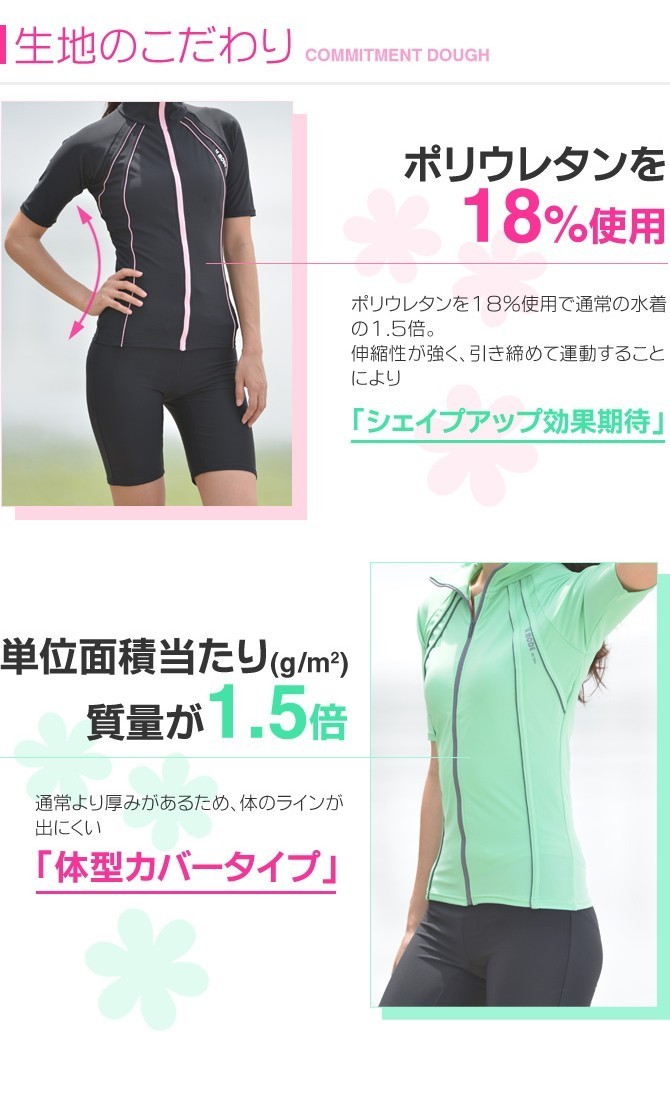  fitness swimsuit lady's .. swimsuit cap set short sleeves separate large size body type cover torn off prevention takkyubin (home delivery service) free shipping SMB106