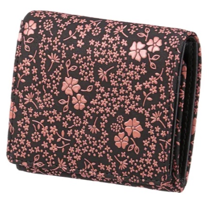 印傳屋 印傳屋 札入H 2204（アメリカンブルー/黒地×ピンク漆） レディース二つ折り財布の商品画像