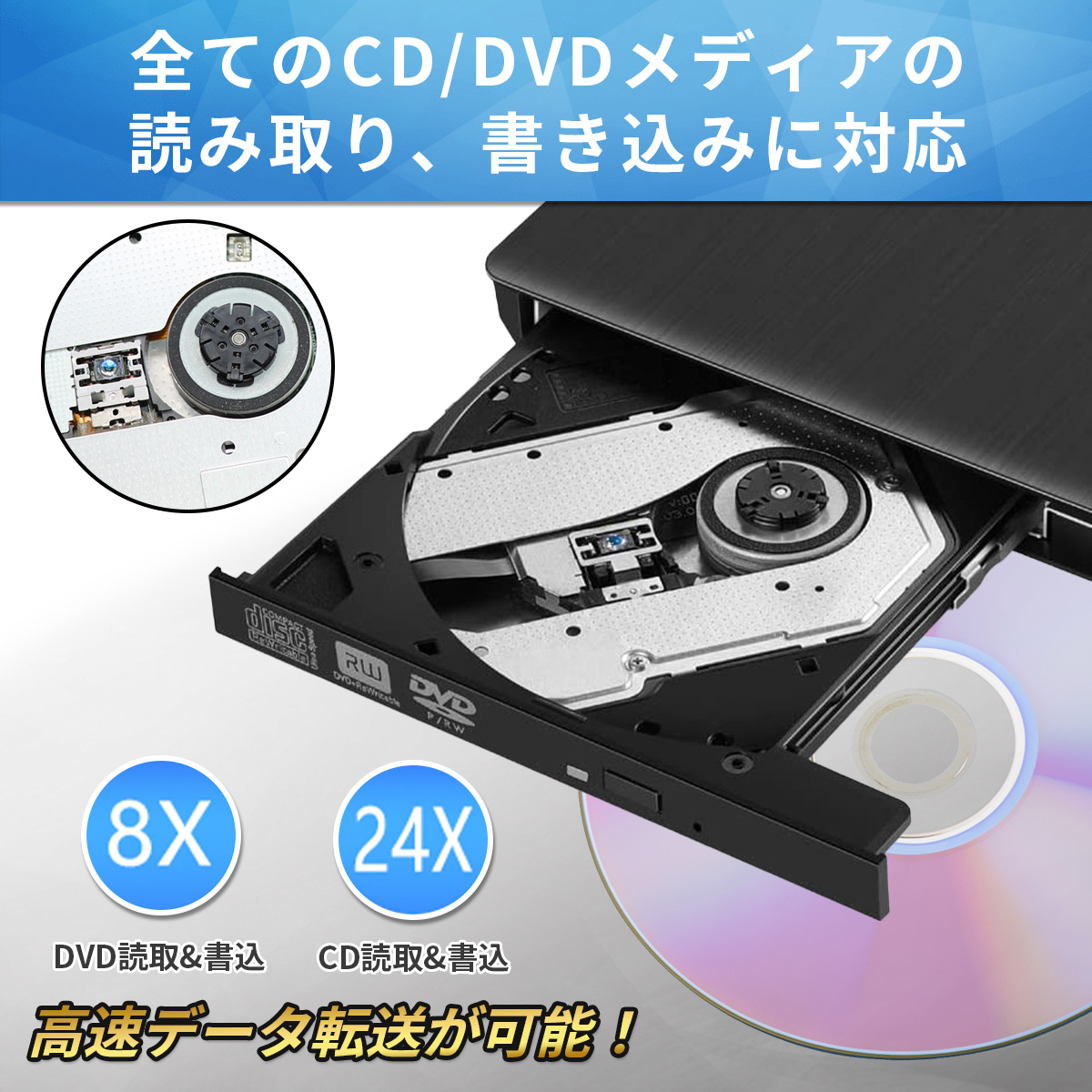 60 days guarantee attached outside DVD Drive USB3.0 type-c portable Drive CD/DVD player CD/DVD Drive quiet sound high speed light weight slim compact CD/DVD readout * writing 