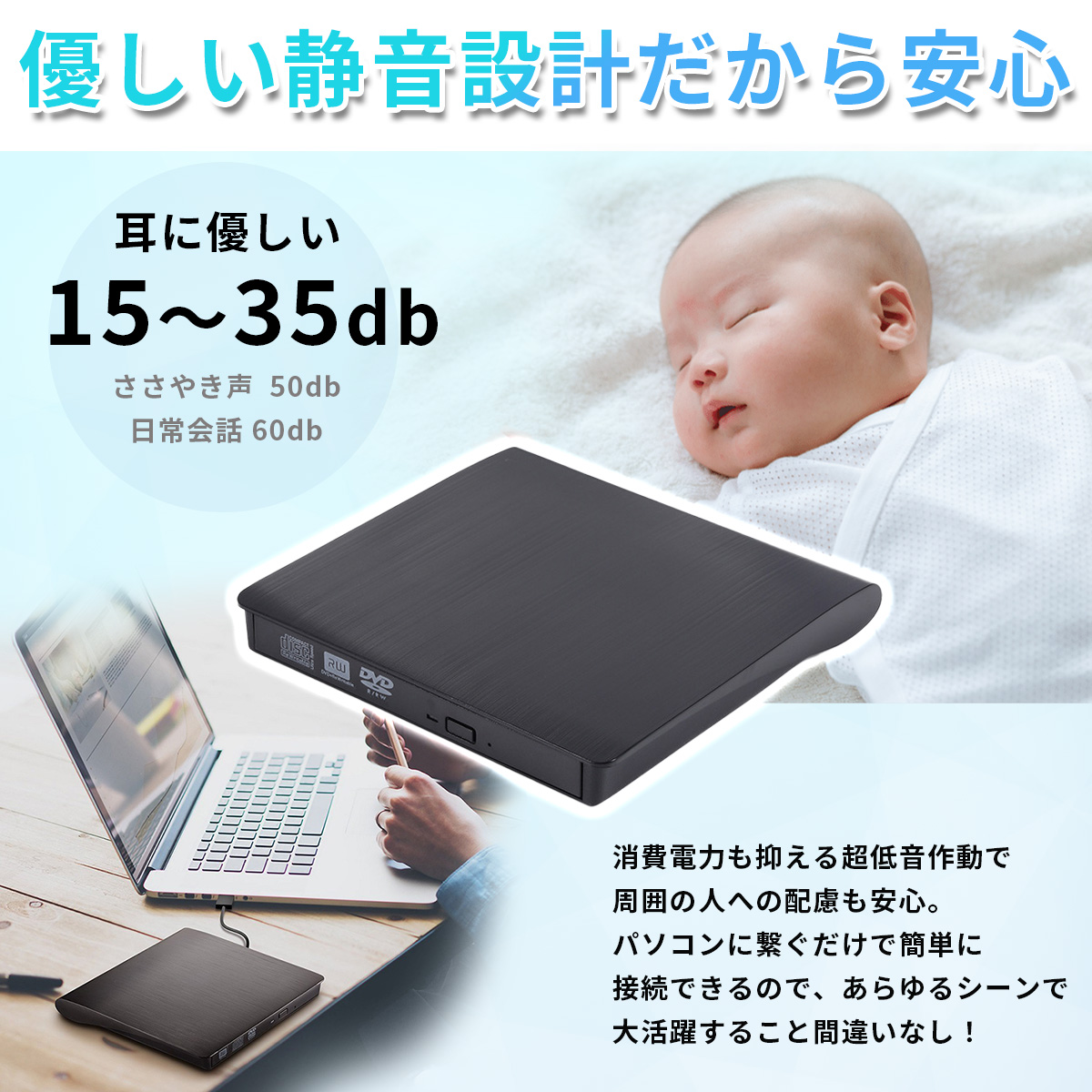 60 days guarantee attached outside DVD Drive USB3.0 type-c portable Drive CD/DVD player CD/DVD Drive quiet sound high speed light weight slim compact CD/DVD readout * writing 