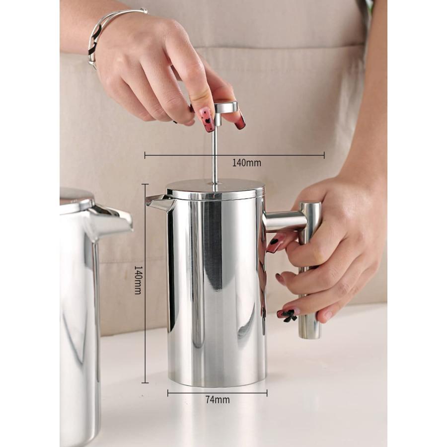  French Press coffee Press 350ml Cafe Press aero Press s portable coffee French Press coffee maker stainless steel two -ply filter silver 