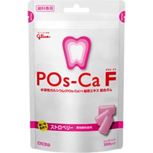 グリコ グリコ ポスカF歯科用 ストロベリー パウチタイプ 100g×1袋 POs-Ca F ガムの商品画像