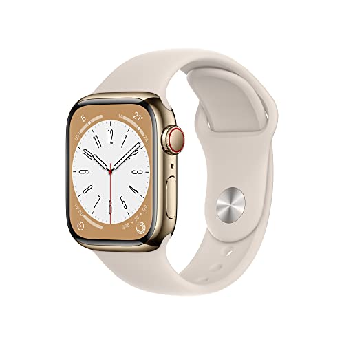 Apple Apple Watch Series 8 GPS＋Cellularモデル 41mmゴールドステンレススチールケースとスターライトスポーツバンド レギュラー MNJC3J/A Apple Watch Apple Watch Series 8 スマートウォッチ本体の商品画像