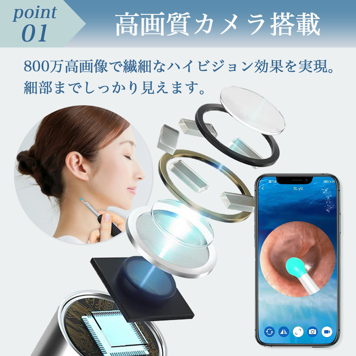  ear .. camera camera attaching iphone correspondence Android 800 ten thousand pixels temperature control rechargeable year scope light LED light ear ... year .. child 