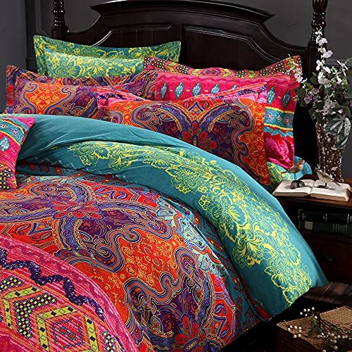 一部予約 Exotic Fadfay Boho Cotton Brushed 100 King King California Set Cover Duvet シーツ カバー