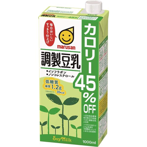 マルサンアイ marusan 調製豆乳 カロリー45%オフ 1000ml 紙パック × 6本 ソフトドリンク 豆乳、豆乳飲料の商品画像