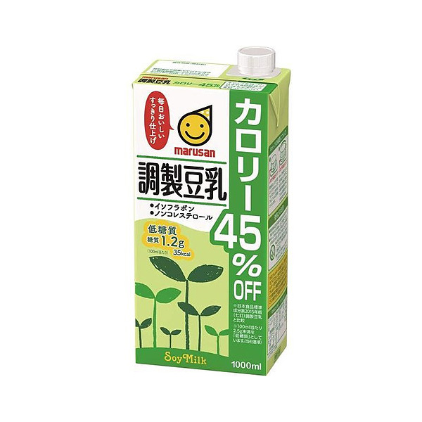 マルサンアイ marusan 調製豆乳 カロリー45%オフ 1000ml 紙パック × 24本 ソフトドリンク 豆乳、豆乳飲料の商品画像