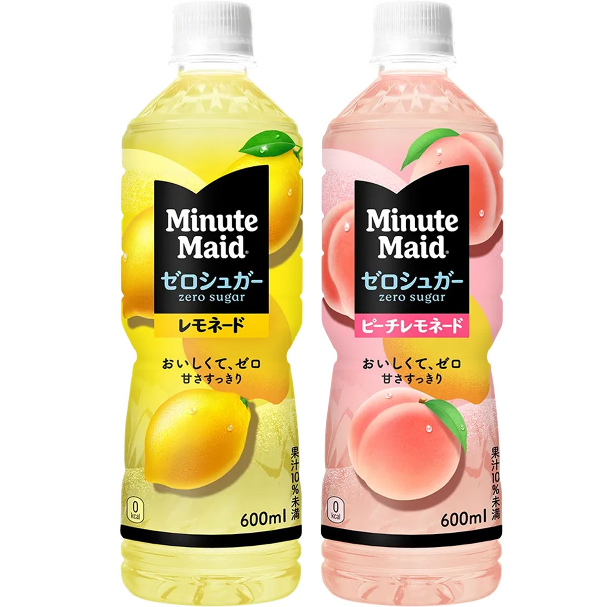 Coca Cola ミニッツメイド ゼロシュガー レモネード＆ピーチレモネード 600ml 2種各12本 24本×2セット Minute Maid フルーツジュースの商品画像