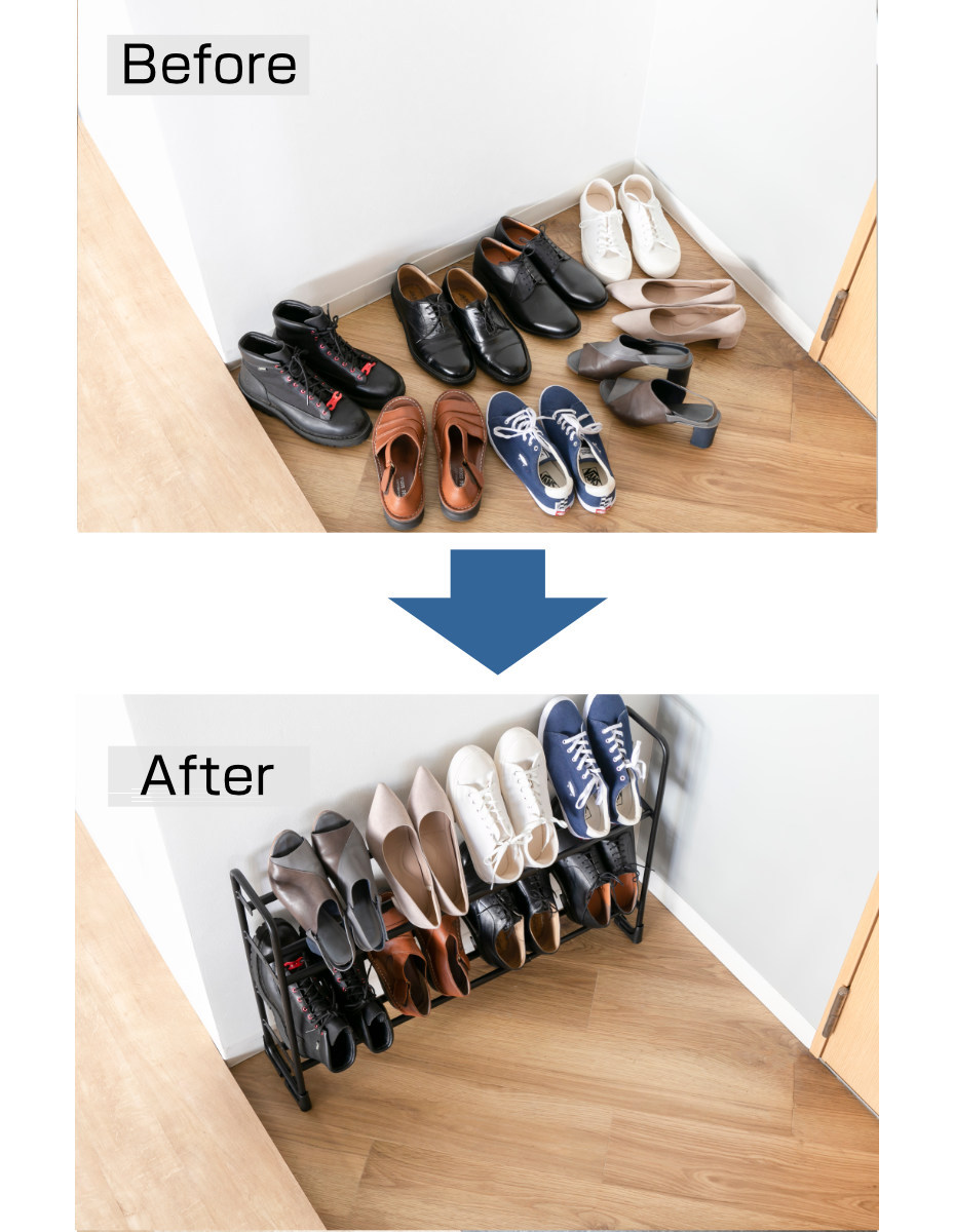  shoes rack beautiful style flexible type shoes rack 2 step ( slim shoes stand depth 17 flexible width 54~81 shoes storage rack shoes holder simple entranceway storage )