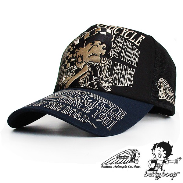 完売 INDIAN MOTOCYCLE ベティーブープコラボ刺繍メッシュキャップ ll-factory_bbi-929bk
