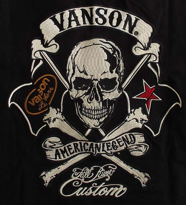 VANSON バンソン　半袖　ポロシャツ　バイカー　刺繍ロゴ　スカル　黒　XL VANSON バンソン 半袖 ポロシャツ バイカー 刺繍ロゴ スカル 黒