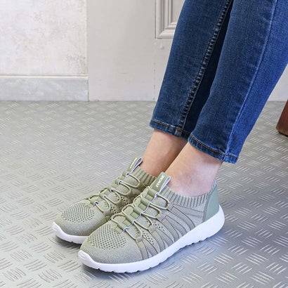 MOZ 軽量 コードニットスニーカー （ライトグリーン） レディーススニーカーの商品画像