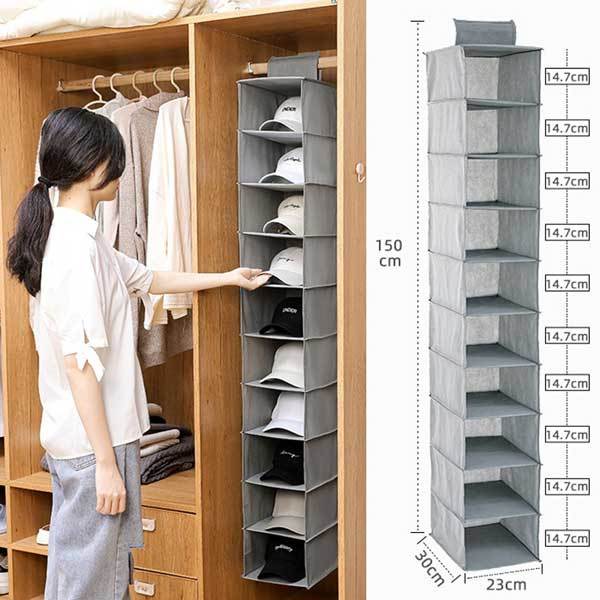 吊り下げ 帽子 収納 クローゼット 吊り下げ収納 10段 ディスプレイ 折りたたみ 大容量 キャップ ラック 省 スペース 送料無料 1ch Nj Hat Strg ロールショップ 通販 Yahoo ショッピング