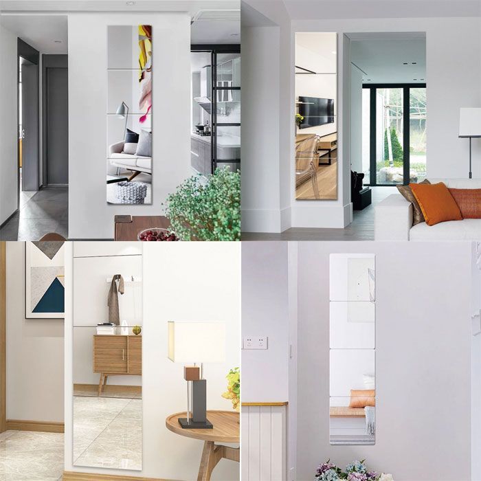 4枚セット】ミラー 壁ミラー 鏡 貼る鏡 インテリア 貼るタイプ 四角