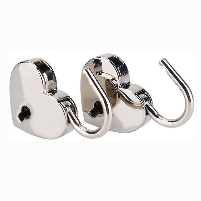 ハート型 南京錠 メタルロック ミニカギ付き アクセサリー 飾り