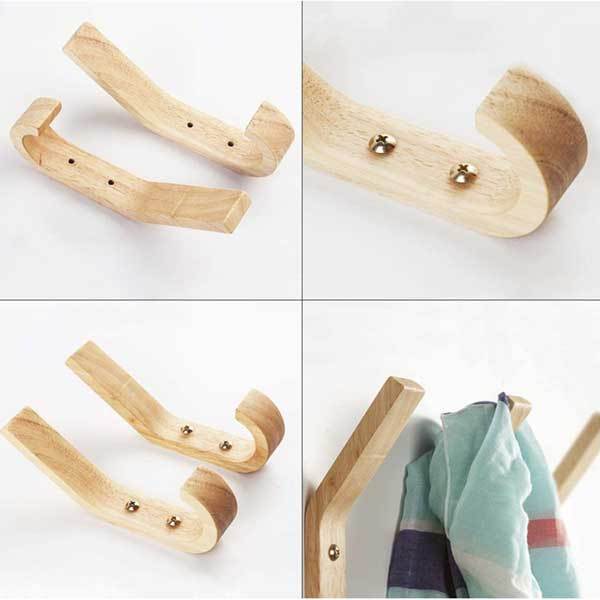 2個セット】壁掛けフック 壁整理フック 木製 北欧 ウォールナット