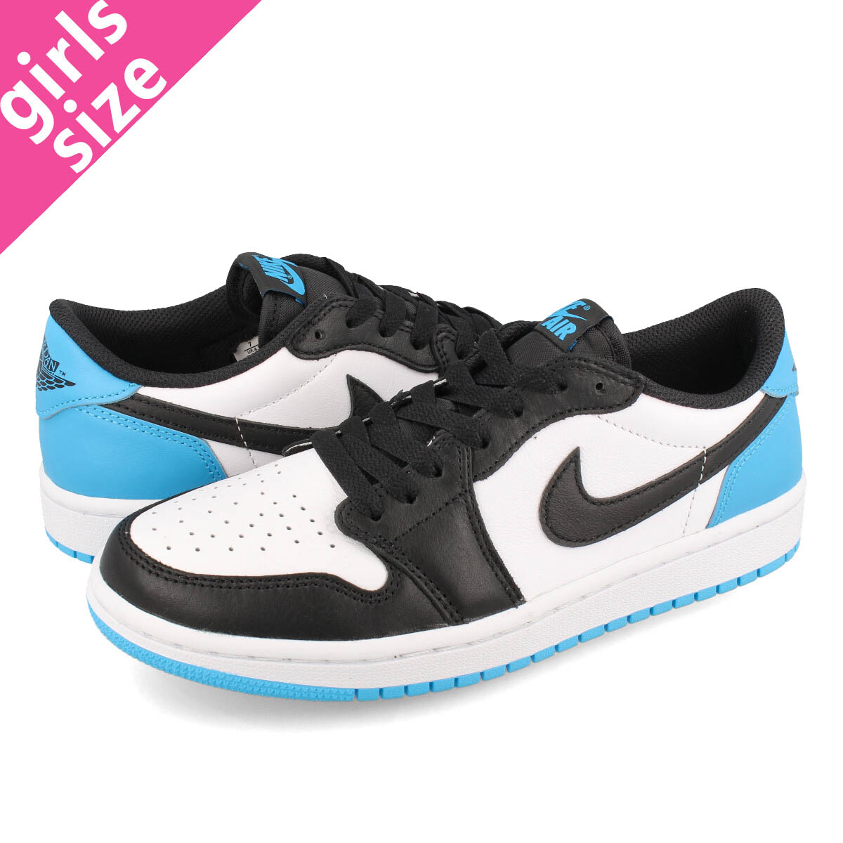 NIKE WMNS AIR JORDAN 1 RETRO LOW OG UNC BLACK AND DARK POWDER BLUE