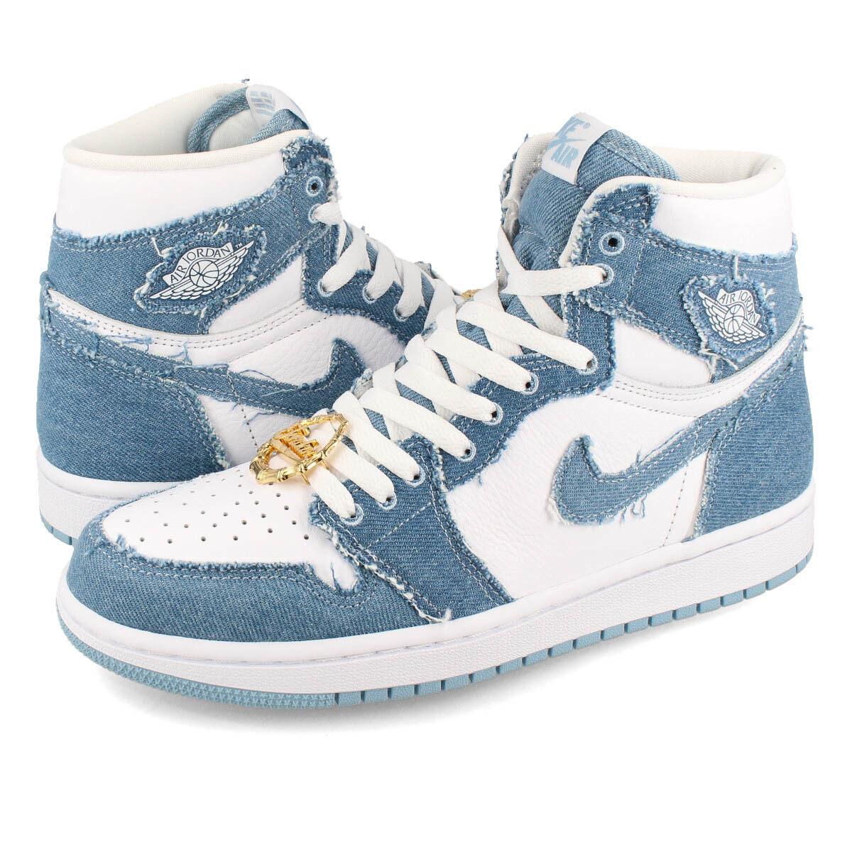 NIKE WMNS AIR JORDAN 1 HIGH OG "DENIM" DM9036-104 （ホワイト/メタリックゴールド/チリレッド/ボーダーブルー） Jordan エア ジョーダン 1 レディーススニーカーの商品画像