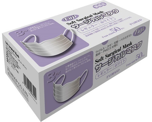 フジ ソフトサージカルマスク レギュラー ホワイト 50枚入×1個 ［964200］の商品画像