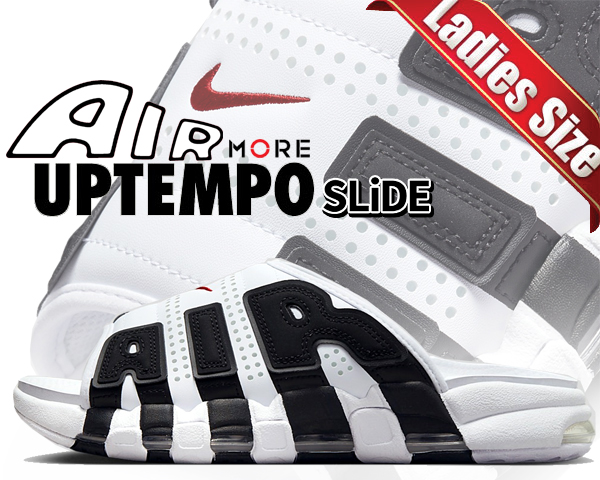 WMNS AIR MORE UPTEMPO SLIDE "WHITE" FJ0755-100 （ホワイト/バーシティレッド/ブラック）の商品画像