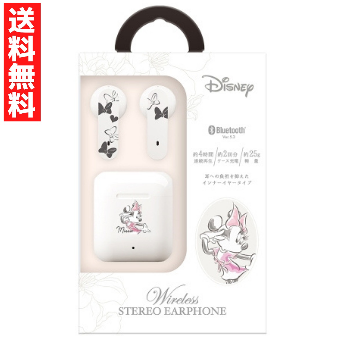 PGA Disney 完全ワイヤレス ステレオイヤホン インナーイヤータイプ PG-DBTE18TW1MNE ミニーマウス イヤホン本体の商品画像