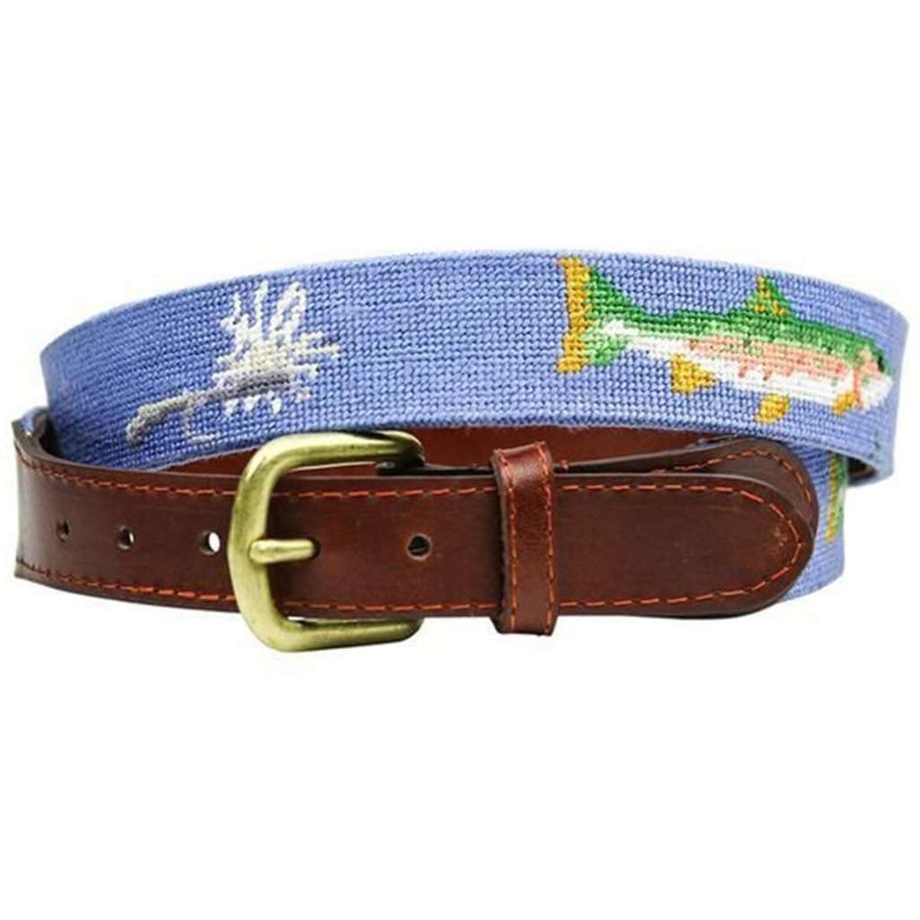 Smathers &amp; Branson trout &amp; fly needle Point belt Stream blue, navy, 38 (fits parallel imported goods 