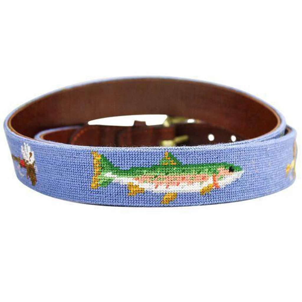 Smathers &amp; Branson trout &amp; fly needle Point belt Stream blue, navy, 38 (fits parallel imported goods 