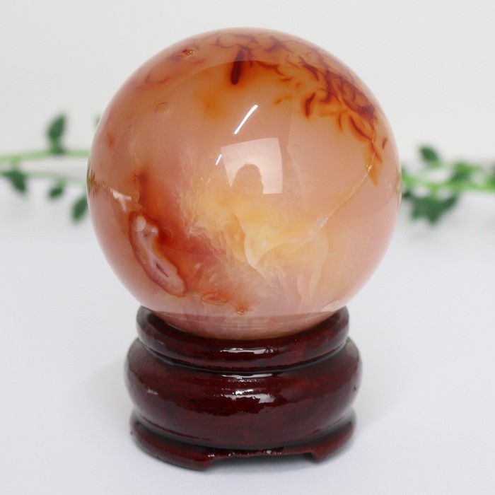  Sard onyx circle sphere crystal sphere red ..... . raw ore natural stone [52mm sphere ]