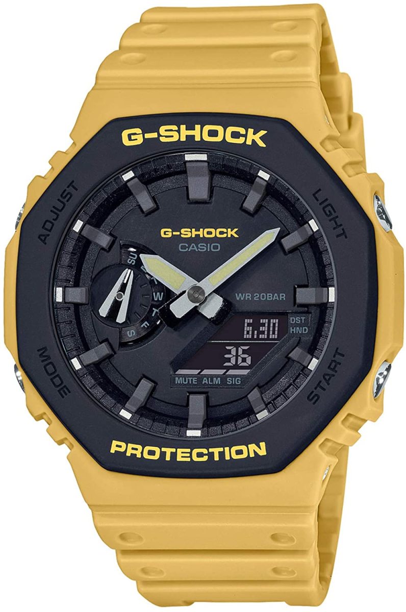腕時計 カシオ Casio 正規品 時計 腕時計 G Shock Gショック Ga 2110su 9ajf ユーティリティカラー カーボンコアガード構造 メンズ イエロー 防水 ブランド Tsk