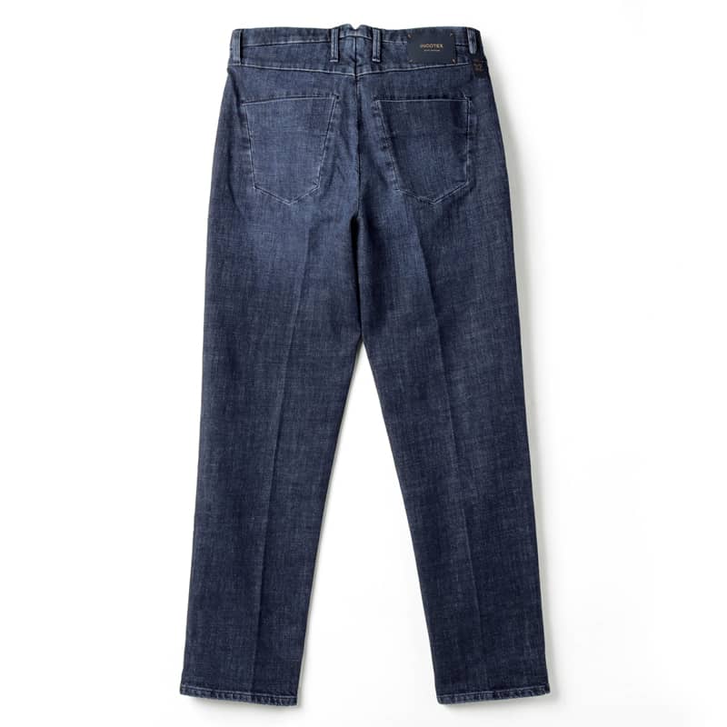 INCOTEX BLUE DIVISION / INCOTEX голубой ti Vision 1 плиссировать woshudo стрейч укороченные брюки Denim (BDPX0005-02615 W3) ( индиго )