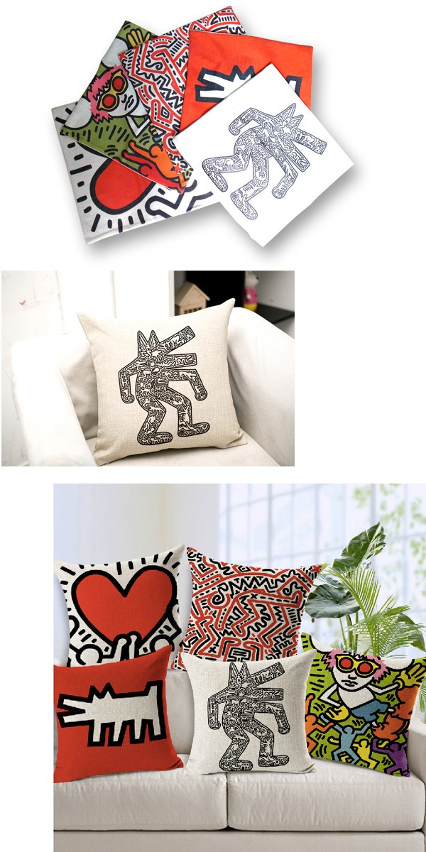  Keith he ring pillowcase 45×45cm all 5 kind Keith Haring pop art interior miscellaneous goods sofa bed 