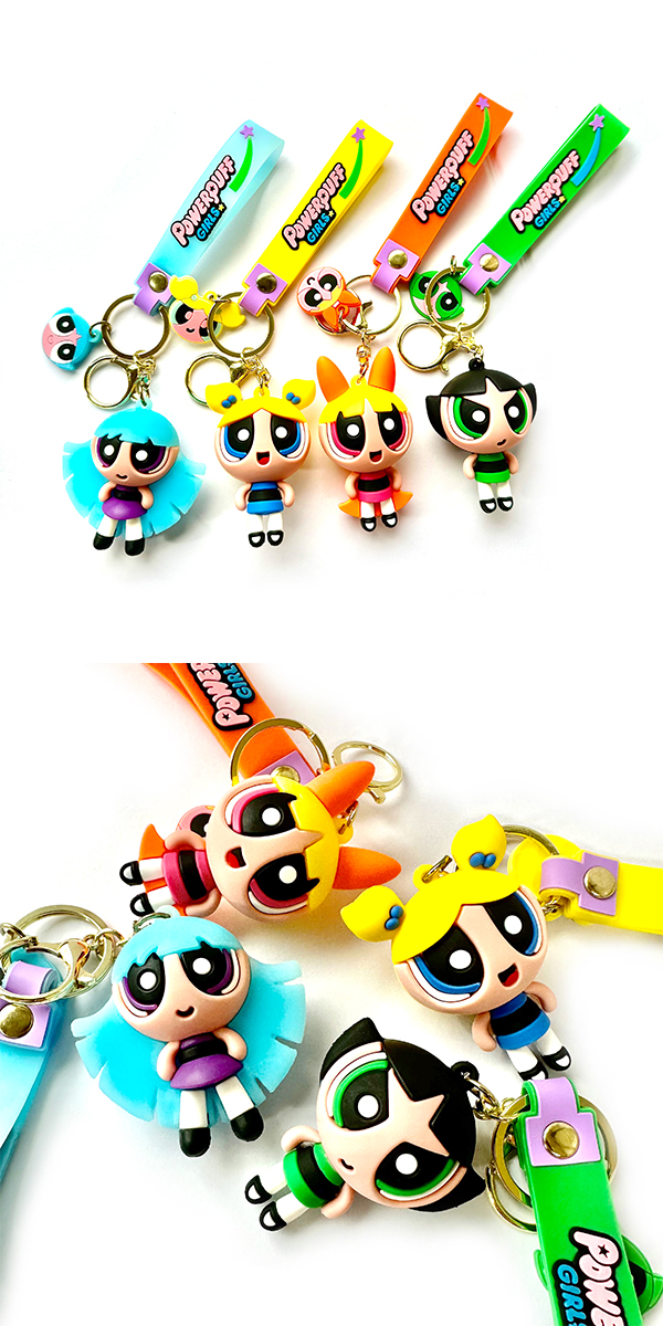  Powerpuff Girls эмблема брелок для ключа все 4 вид The Powerpuff Girls аниме герой товары ремешок 