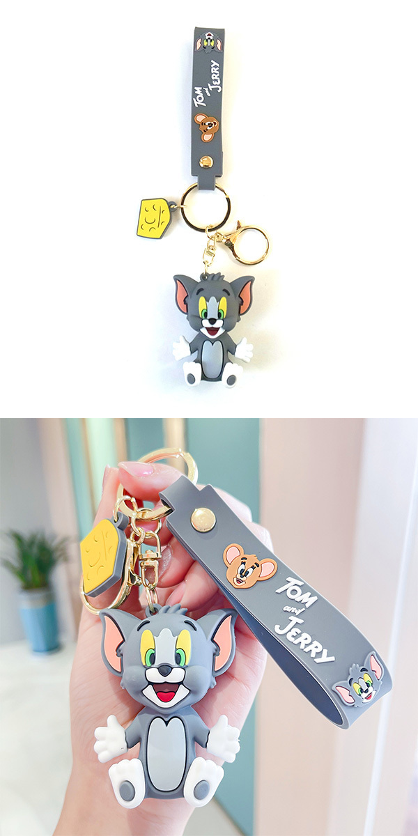 Tom . Jerry цельный эмблема брелок для ключа с ремешком . кольцо для ключей TOM &amp; JERRY Tom and Jerry Tom jeli