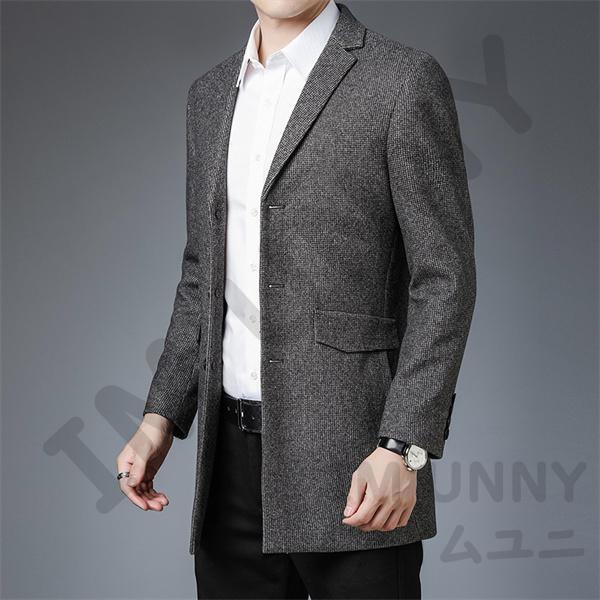  Chesterfield coat men's outer wool double faced long coat business coat wool commuting on/off combined use long height thin slim 