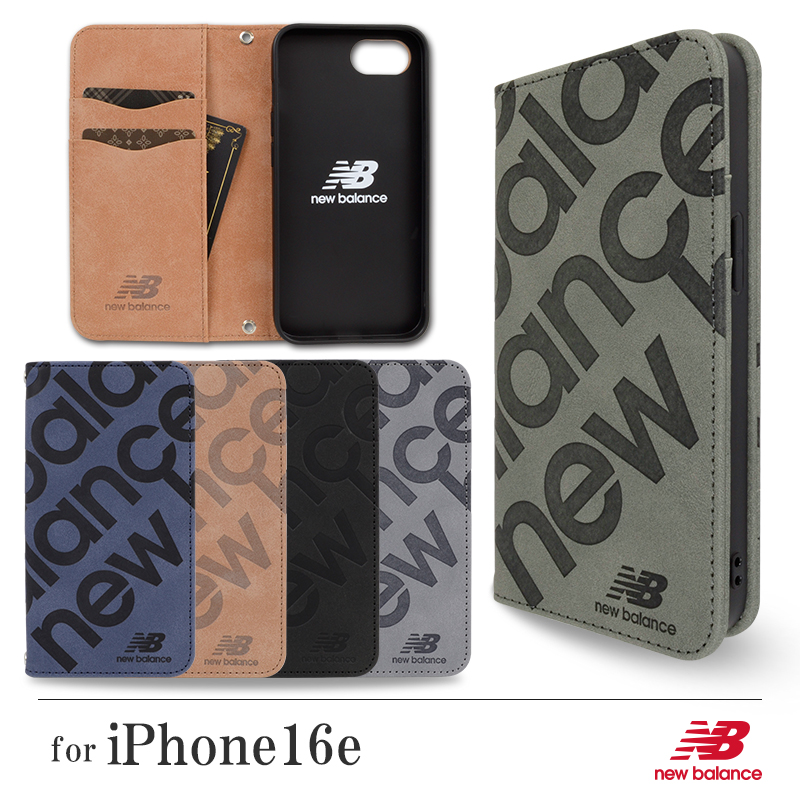 iPhone16e кейс блокнот type New balance New Balance штамп Logo замша iphone16e кейс ударопрочный карта место хранения бренд смартфон кейс симпатичный модный 