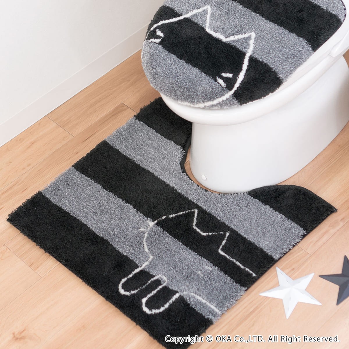  toilet mat set 2 point approximately 60×60cm.... toilet mat +dorenimo cover cover ( washing heating type normal type combined use ) toilet mat set cat ..oka