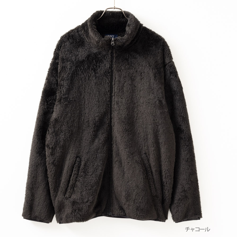  temperature *C shaggy fleece plain stand Zip blouson men's boa high‐necked Zip up jacket outer 