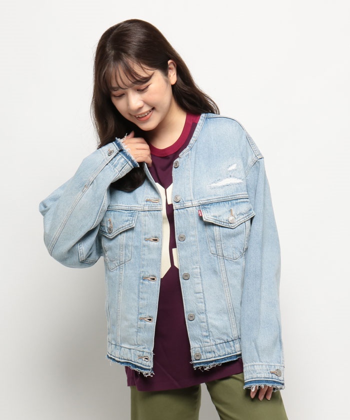 [ Levi's outlet ] cusomize 90S Tracker жакет свет индиго DESTRUCTED