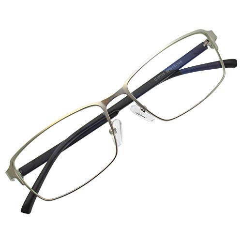 [KKD] stylish date glasses square date glasses light weight TR90 material metal full rim UV cut lens ( silver )