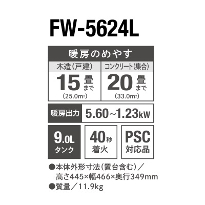  Dainichi FW-5624L(W) для бытового использования керосиновый тепловентилятор L модель moon белый дерево структура 15 татами бетон 20 татами до 