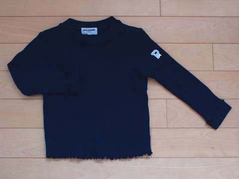  Pom Ponette pom ponette ребенок одежда девочка футболка с длинным рукавом tops cut and sewn темно-синий ребра с высоким воротником осень-зима 95cm *3 Kids baby девушки б/у одежда ребенок ребенок 