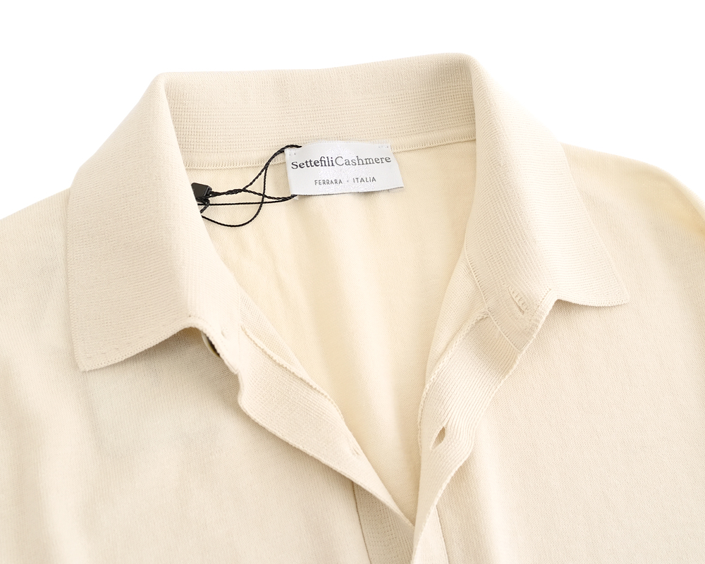 Settefili Cashmere Sette fi-li кашемир * хлопок высокий мера вязаный Polo кардиган *art. 9810PCA *col. ivory слоновая кость * Италия производства 