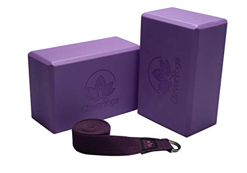  yoga block fitness Clever Yoga Blocks 2 Pack with Strap - Extra Light Weight Sweat Repellin