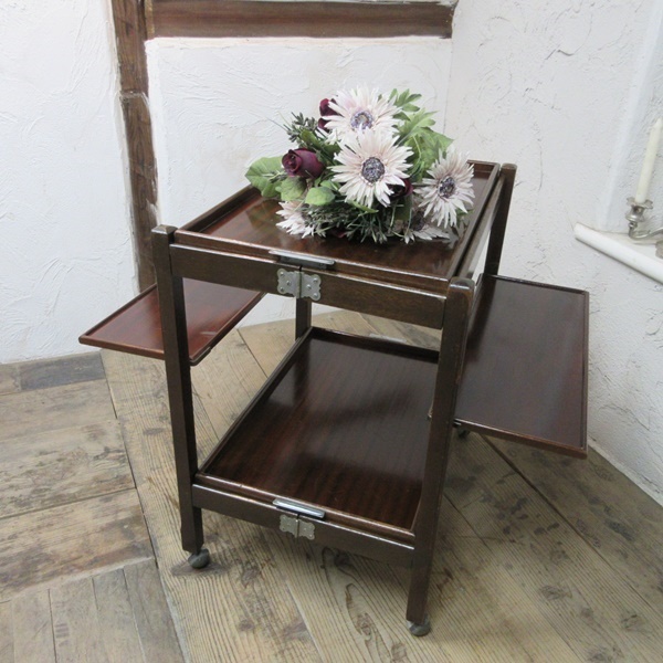  England antique furniture Toro Lee Wagon kitchen wagon folding caster wooden Britain made TOROLLEY 6684bz