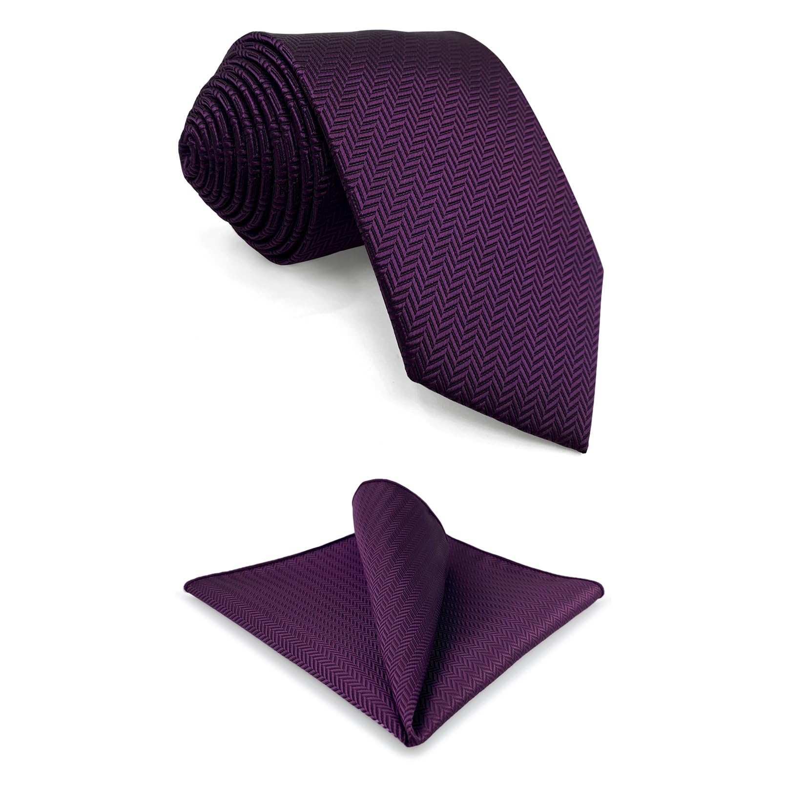 SHLAX&amp;WING plain purple long necktie pocket square set silk men's business 160cm