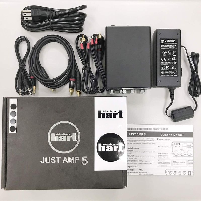 Maker hart JUST AMP 5 small size power amplifier 25W/ stereo 3 input /3 output sound mixer / record player / turntable . connection 