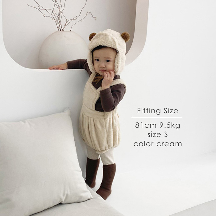 サロペット ボア 韓国子供服 ベビー服 温活 ロンパース もこもこ 冬