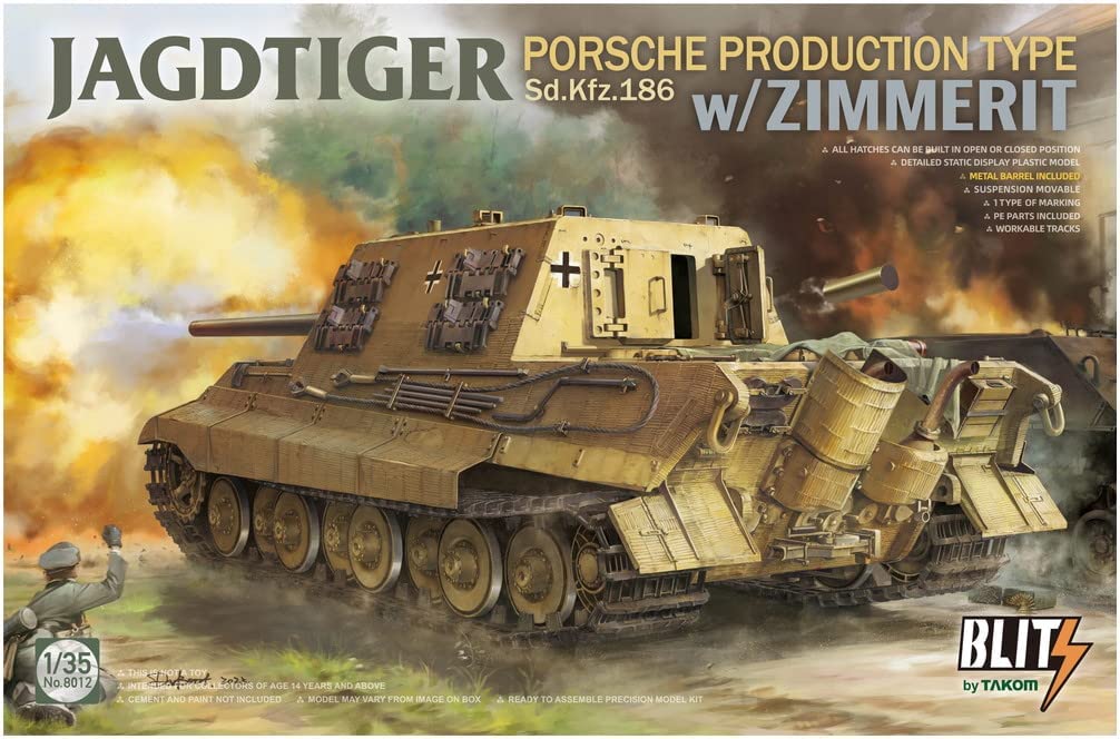 ヤークトティーガー Sd.Kfz.186 ポルシェ生産タイプ w/ツィンメリットコーティング （1/35スケール BLITS TKOB8012 ）の商品画像